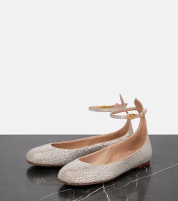 Tan-Go embellished suede ballet flats | Valentino Garavani