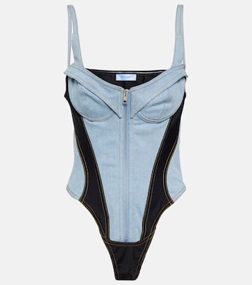 Body di jeans con similpelle | Mugler