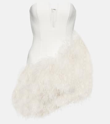 Bridal - Abito corto in cady con piume | David Koma