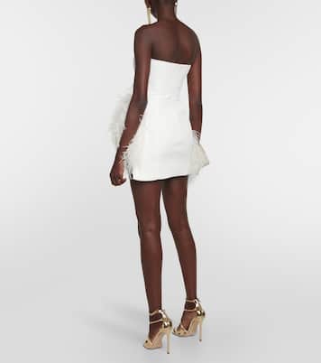 Bridal - Abito corto in cady con piume | David Koma
