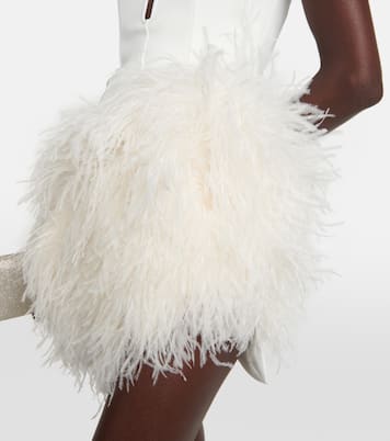 Bridal - Abito corto in cady con piume | David Koma