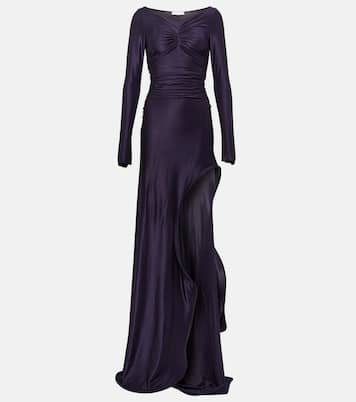 Abito lungo in jersey con scollo bardot | Victoria Beckham