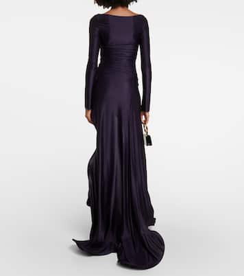 Abito lungo in jersey con scollo bardot | Victoria Beckham