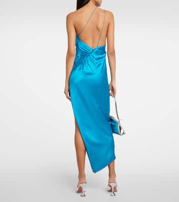 One-shoulder silk satin midi dress | The Sei