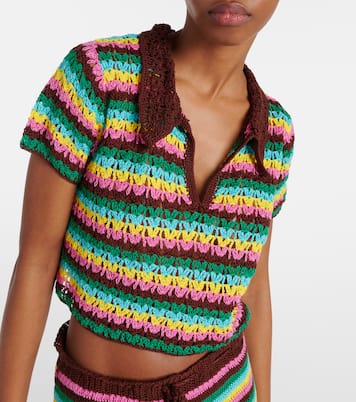 Polo rayé en crochet de coton | Anna Kosturova