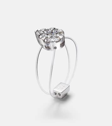Floating 18kt white gold ring with diamonds | Persée