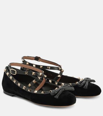 Rockstud velvet ballet flats | Valentino Garavani