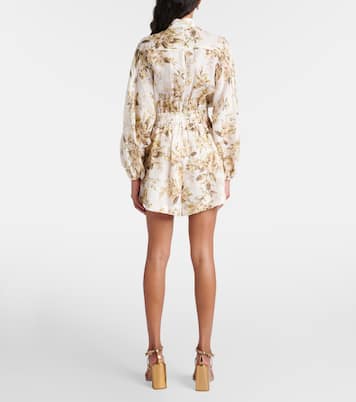 Mono de lino floral con cinturón | Zimmermann