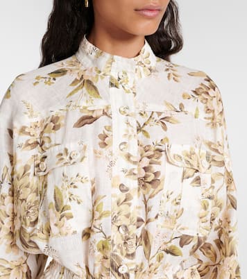 Mono de lino floral con cinturón | Zimmermann