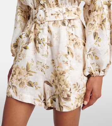 Mono de lino floral con cinturón | Zimmermann