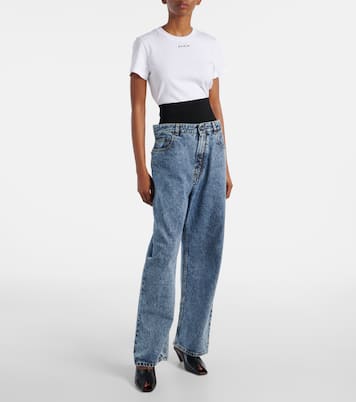 Jeans rectos con cintura de punto | Alaïa