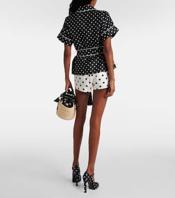 Camisa de pijama de sarga de seda con lunares | Dolce&Gabbana