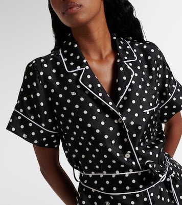 Camisa de pijama de sarga de seda con lunares | Dolce&Gabbana