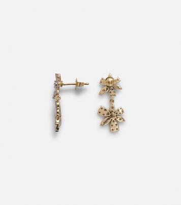 Boucles d'oreilles Grand Magnolia en or 14 ct et diamants | Stone and Strand