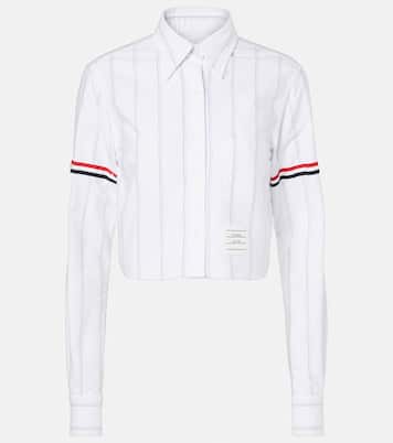 Pinstripe cropped cotton shirt | Thom Browne