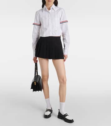 Pinstripe cropped cotton shirt | Thom Browne