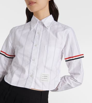 Pinstripe cropped cotton shirt | Thom Browne
