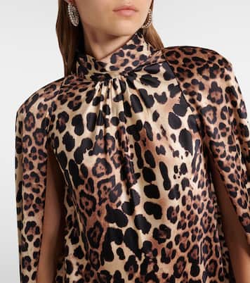 Leopard-print caped silk charmeuse gown | Rodarte