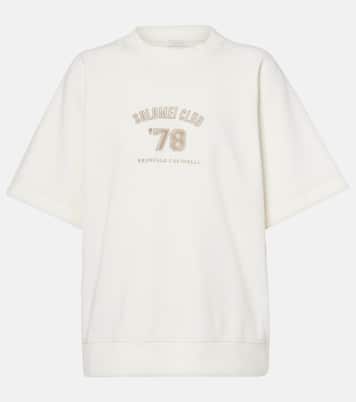 T-shirt in jersey di cotone con toppa | Brunello Cucinelli