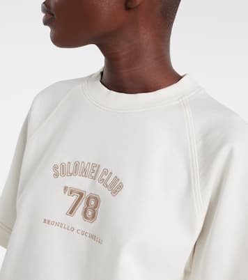 T-shirt in jersey di cotone con toppa | Brunello Cucinelli