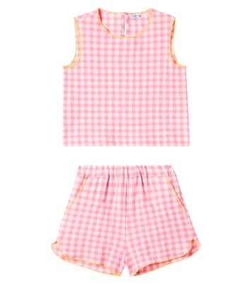 Top e shorts in misto cotone a quadretti | Il Gufo