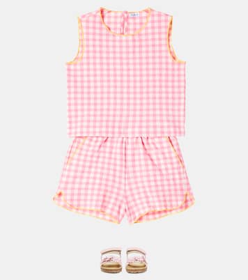 Top e shorts in misto cotone a quadretti | Il Gufo