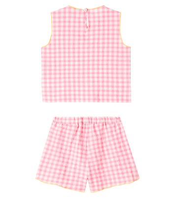 Top e shorts in misto cotone a quadretti | Il Gufo