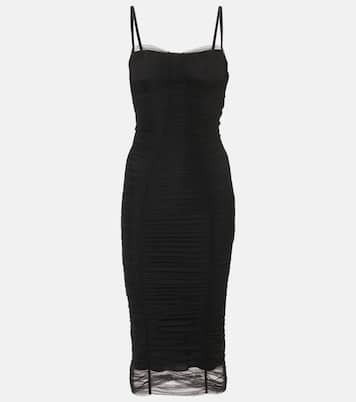 Sheer draped tulle midi dress | Dolce&Gabbana