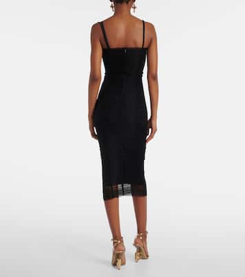Sheer draped tulle midi dress | Dolce&Gabbana