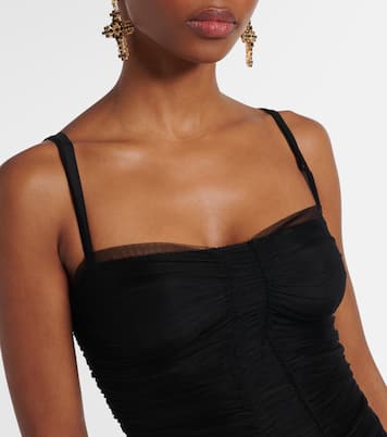 Sheer draped tulle midi dress | Dolce&Gabbana