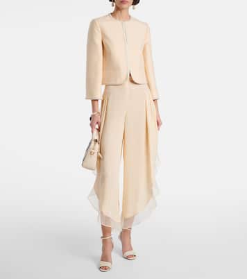 Pantalones anchos de georgette de seda | Valentino