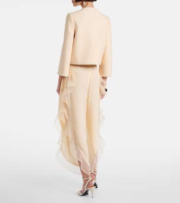 Pantalones anchos de georgette de seda | Valentino