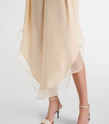 Pantalones anchos de georgette de seda | Valentino