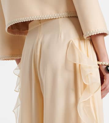 Pantalones anchos de georgette de seda | Valentino