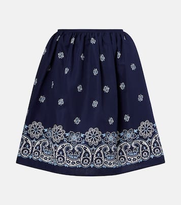 Minifalda de algodón y lino estampada | Miu Miu