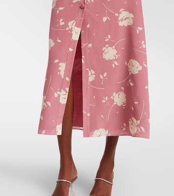 Robe midi en soie à fleurs | Alessandra Rich