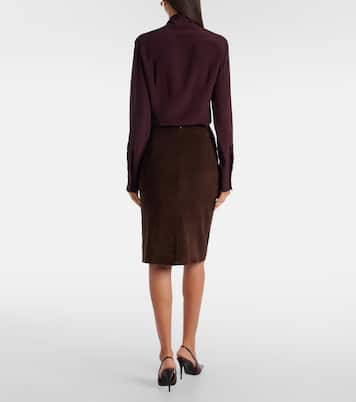 Jupe midi Lady Skirt en daim | Nour Hammour
