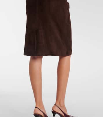 Jupe midi Lady Skirt en daim | Nour Hammour