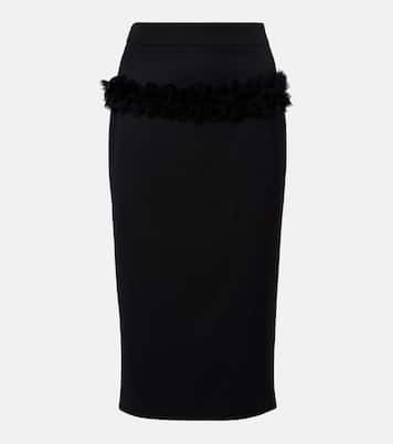 Falda tubo de lana con encaje | McQueen