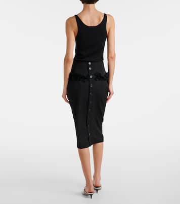 Falda tubo de lana con encaje | McQueen