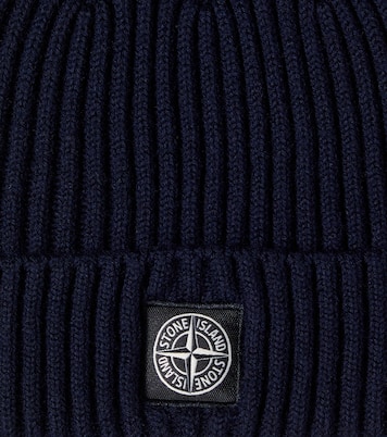 Compass ribbed-knit virgin wool beanie | Stone Island Junior