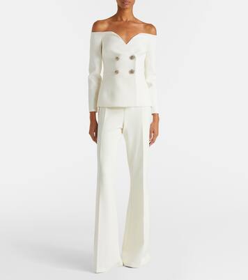 Bridal Kamile off-shoulder crêpe jacket | Safiyaa