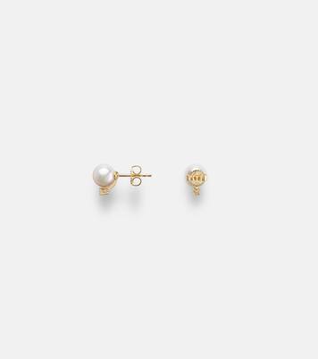 18kt yellow gold earrings with akoya pearls and diamonds | Mikimoto