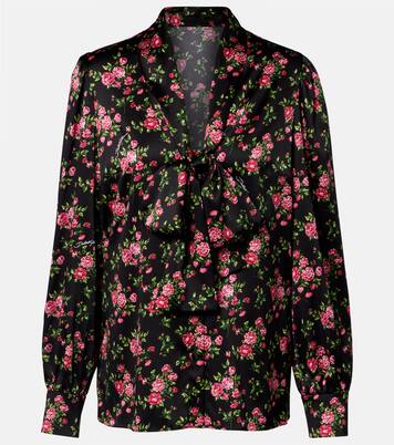 Floral tie-neck silk-blend satin blouse | Dolce&Gabbana