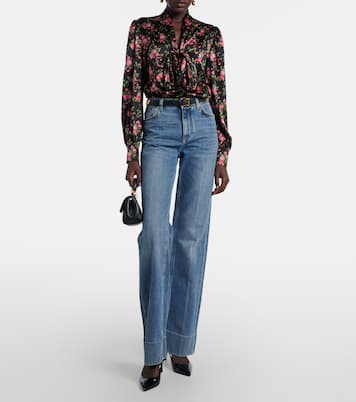 Floral tie-neck silk-blend satin blouse | Dolce&Gabbana