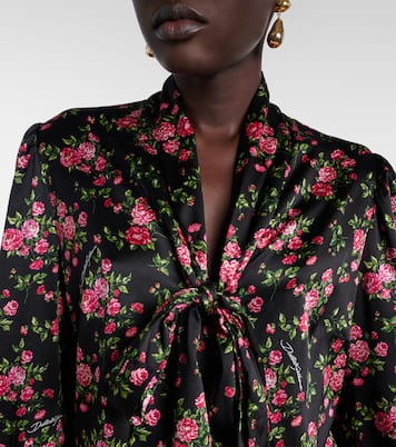 Floral tie-neck silk-blend satin blouse | Dolce&Gabbana