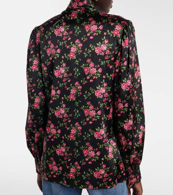 Floral tie-neck silk-blend satin blouse | Dolce&Gabbana