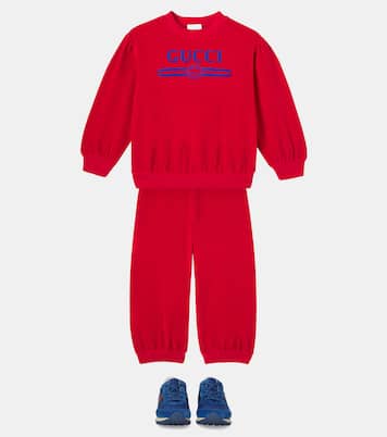 Logo cotton-blend velvet sweatshirt | Gucci Kids