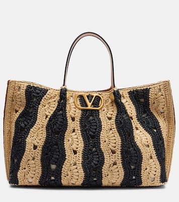 VLogo Medium raffia tote bag | Valentino Garavani