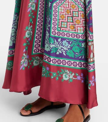 Vestido largo Magnifico de seda estampado | La DoubleJ